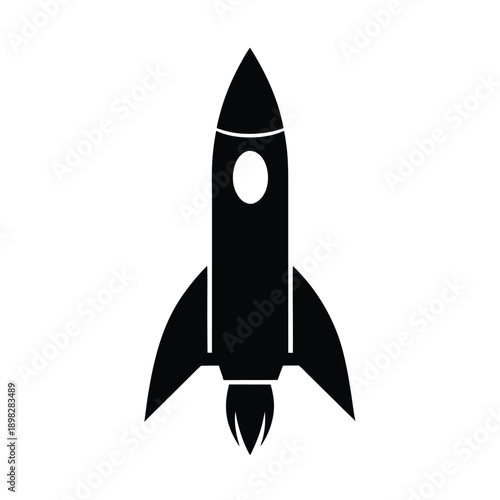Rocket Launch Silhouette Icon Vector Illustration