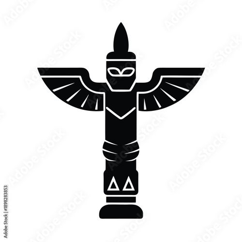 Totem Pole Silhouette Icon Vector Illustration