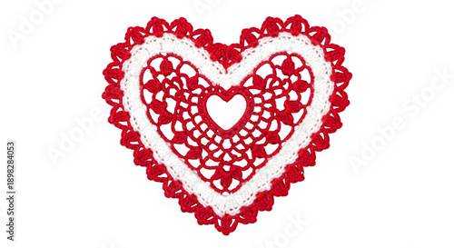 Love's Delicate Embrace: A meticulously crafted heart doily radiates warmth and affection, symbolizing a tender expression of love.