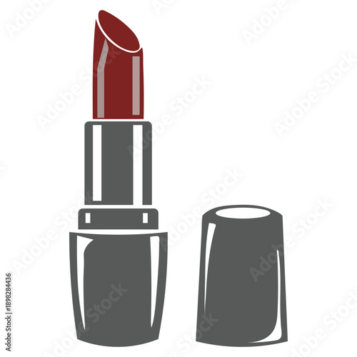 Dark Red Lipstick Tube Vector Illustration Isolated on White