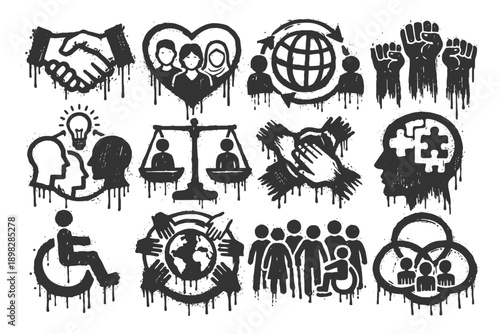 Social justice and equality icons symbolizing diversity and inclusion.