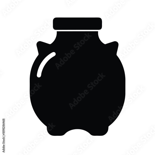 Savings Jar Silhouette Icon Vector Illustration
