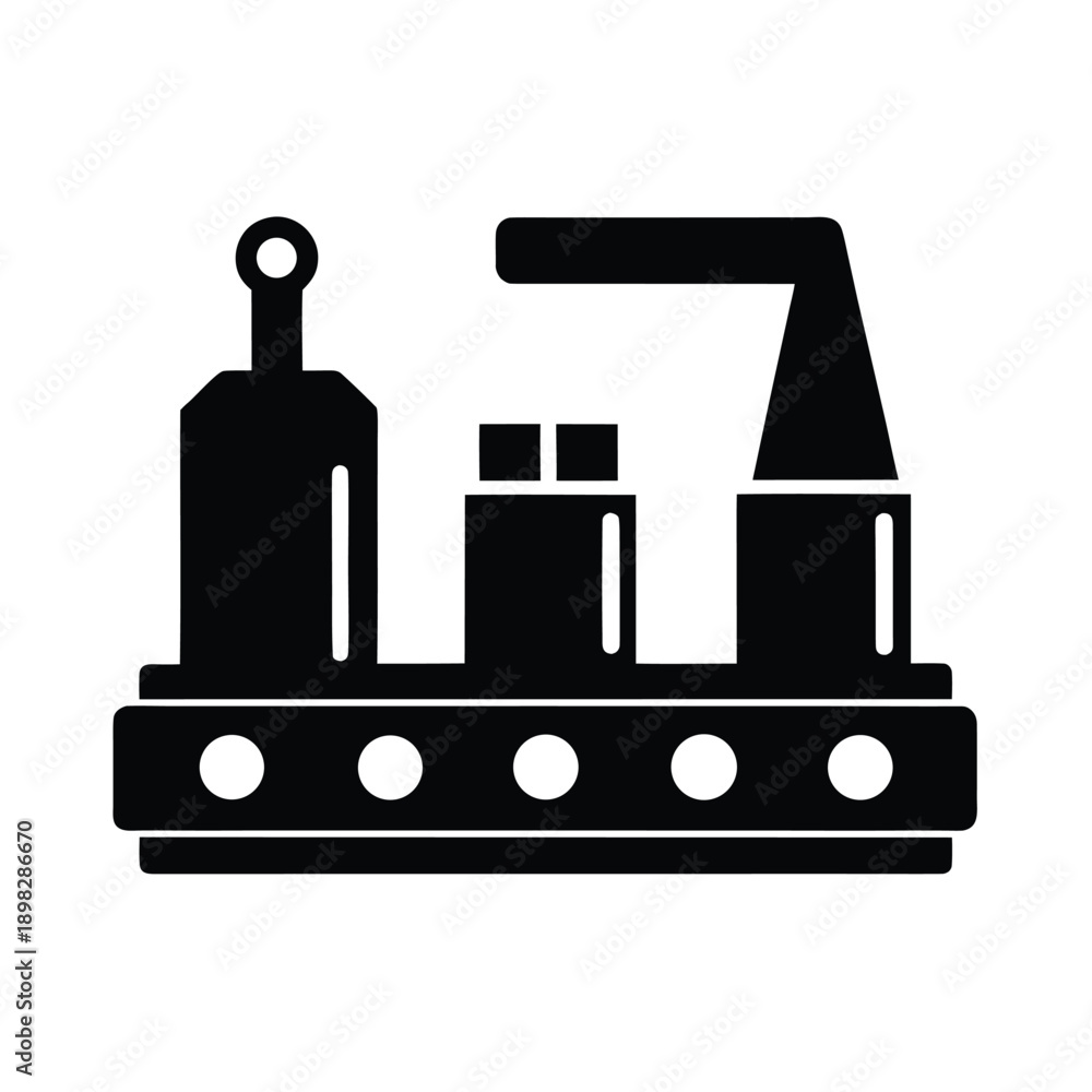 Fototapeta premium Assembly Line Silhouette Icon Vector Illustration