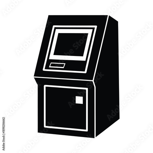 ATM Machine Silhouette Icon Vector Illustration