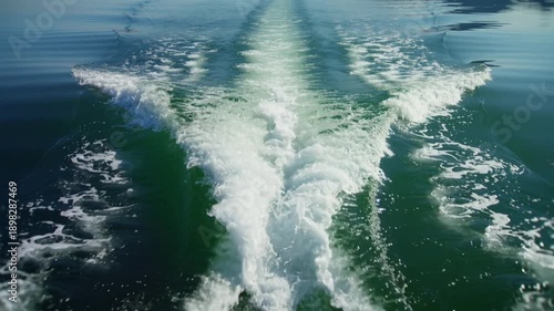 Boat Wake Ocean Waves Water Trail Behind Vessel Sea Foam Oceanic Movement