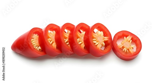 Sliced Red Chili Peppers on White Surface