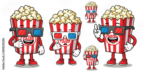 Popcorn Character 3D Glasses Movie Cinema Gestures Fun 3d glasses