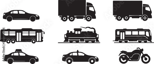 Bus Icons set. Bus vector icon. Public transport symbol.