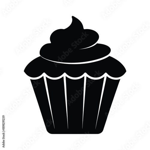 Cupcake Dessert Silhouette Icon Vector Illustration