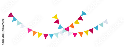 Φωτογραφία Carnival garland, birthday party decoration garland from textile wool flags isolated on transparent background