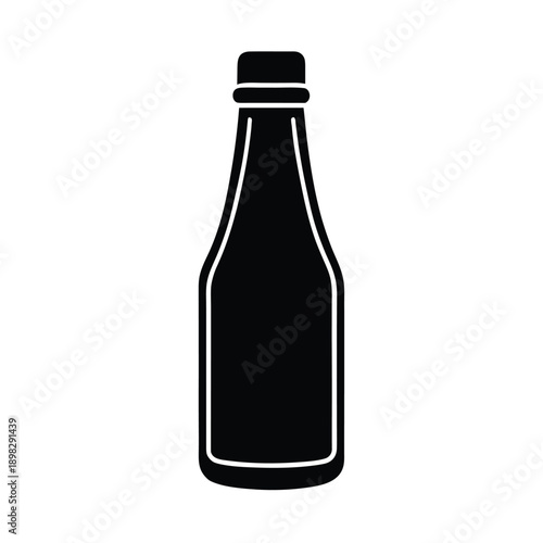 Ketchup Bottle Silhouette Icon Vector Illustration