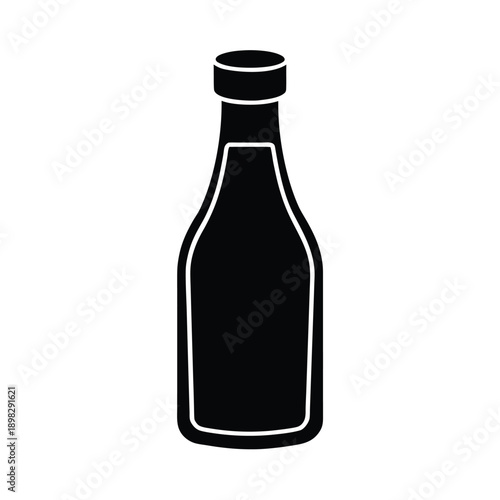 Sauce Bottle Silhouette Icon Vector Illustration