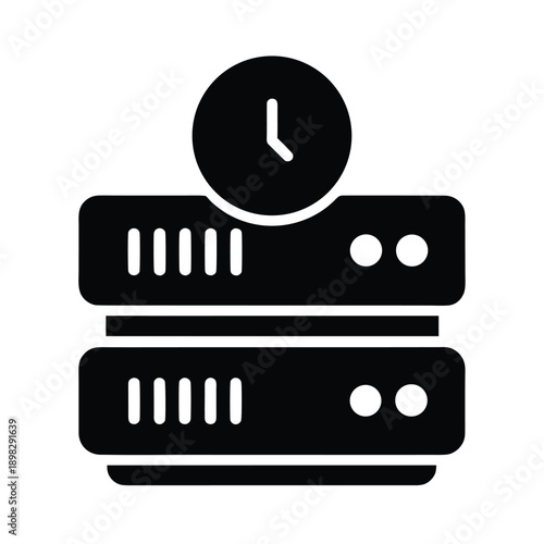 Server Uptime Silhouette Icon Vector Illustration
