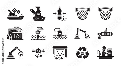 Modern industrial and eco friendly icons for business and technology