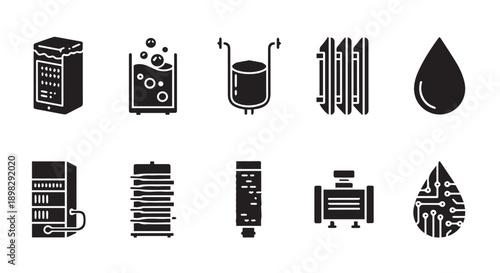 Modern industrial and technology icons for business and engineering projects