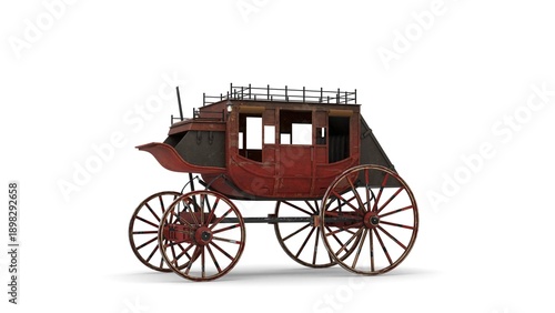 Photos old worn stagecoach on white background