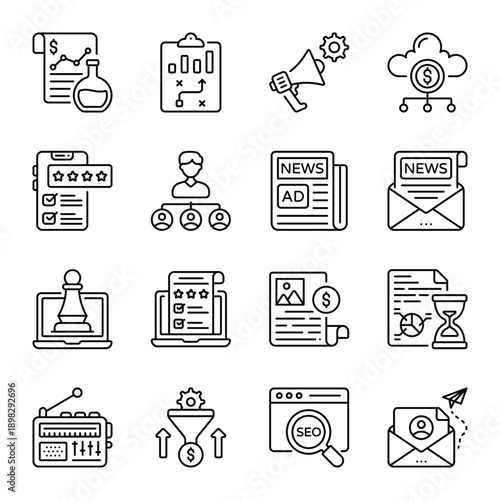 Digital Marketing outline Icon set 06