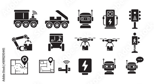 Modern technology icons for business and industry use