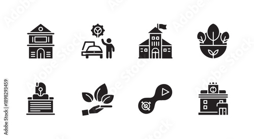 Modern eco friendly business icons for sustainable growth and innovation