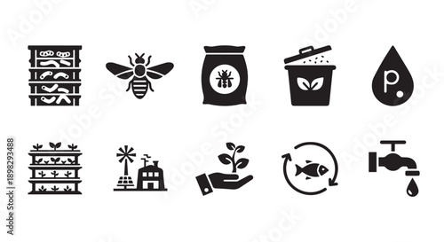 Eco friendly icons for sustainable living and green practices