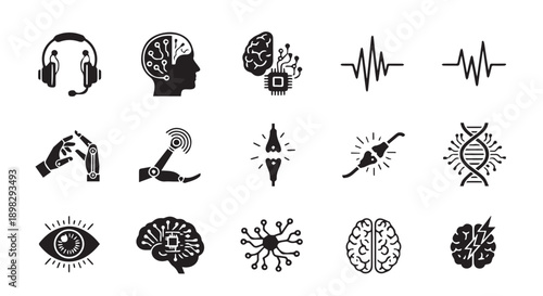 Innovative technology and artificial intelligence concepts in modern black and white