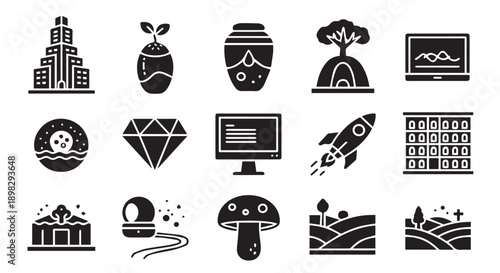 Modern business and technology icons for commercial use