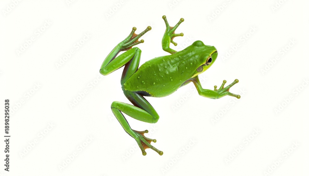 Fototapeta premium Vibrant Green Tree Frog Isolated on White Background