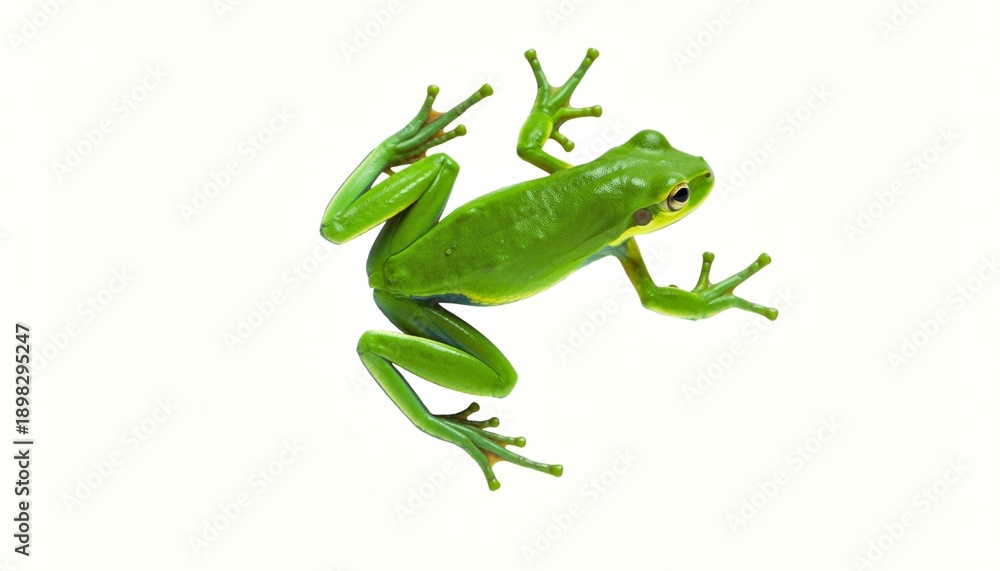Fototapeta premium Vibrant Green Tree Frog Isolated on White Background