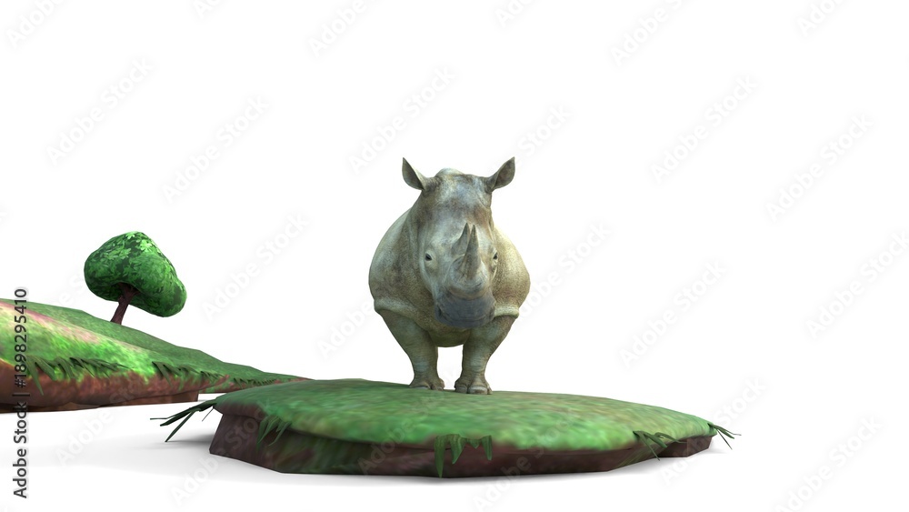 Fototapeta premium rhino on floating islands