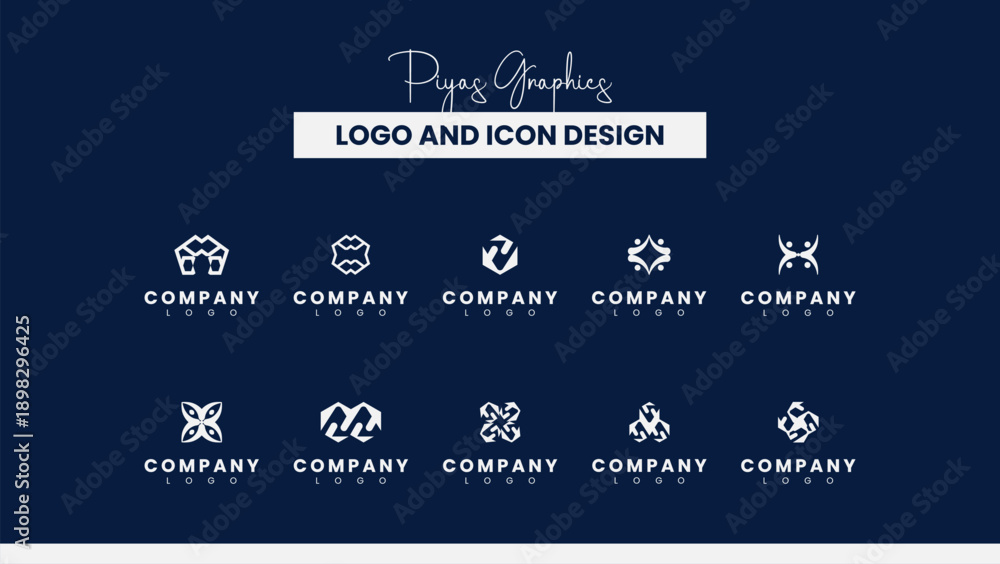 Obraz premium Geometric Tech Logo Icon Set