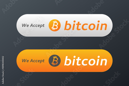 Bitcoin Accepted Here Web Button for Crypto Payment Vector Illustration