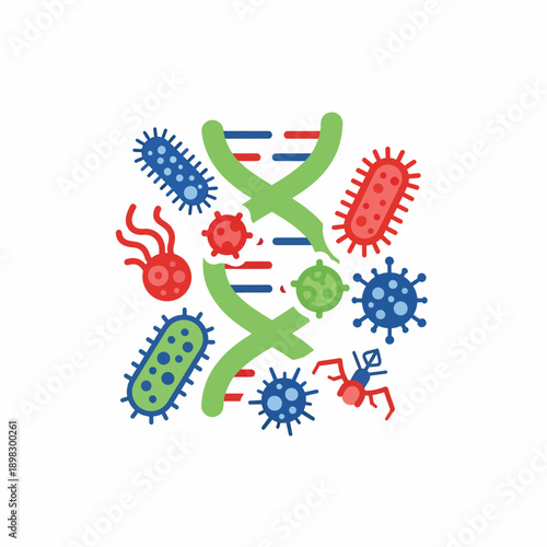 DNA Surrounded by Microbes