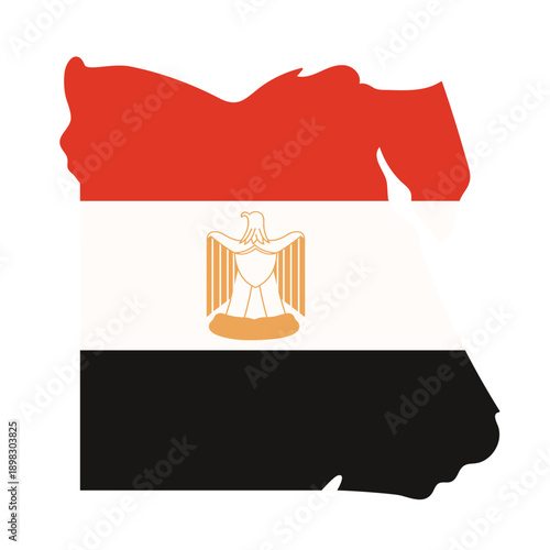 llustration of the Egyptian flag within the country s map outline. Represents national pride and geographic identity vector illustration.