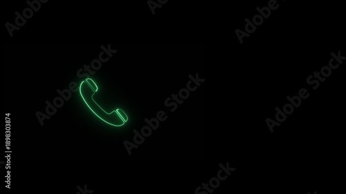 Green Neon Phone Icon Animation