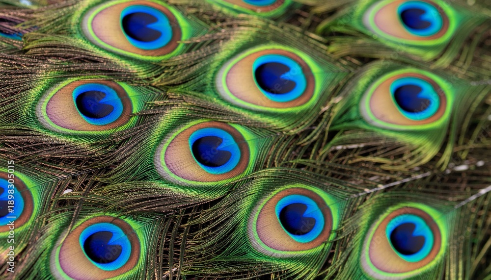 Obraz premium Close Up of Peacock Feathers with Vibrant Eye Pattern