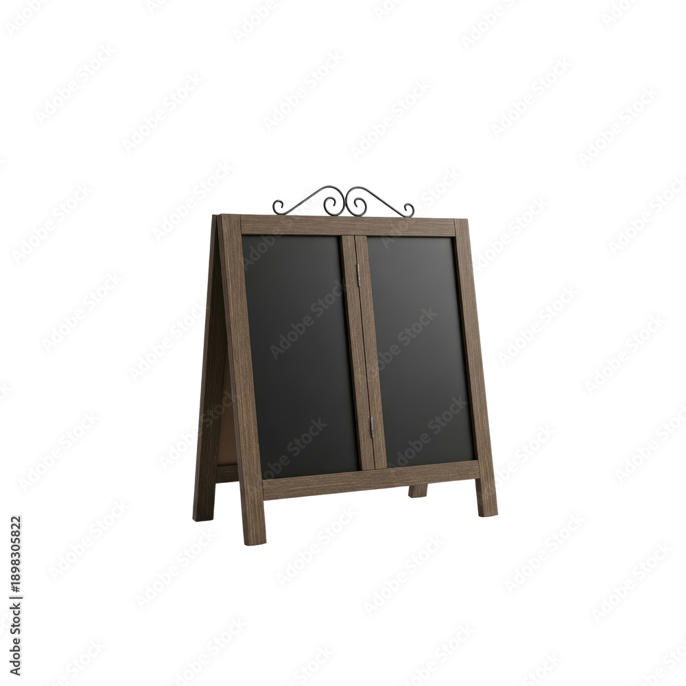 Obraz premium Wooden A-frame chalkboard with decorative scrollwork