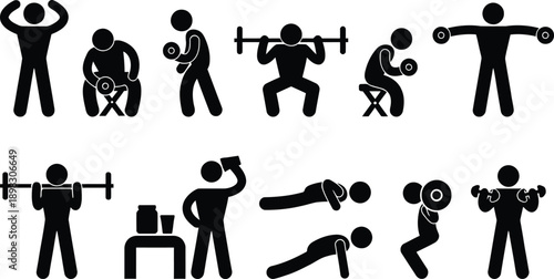 Diverse illustrations of people performing various exercises and activities