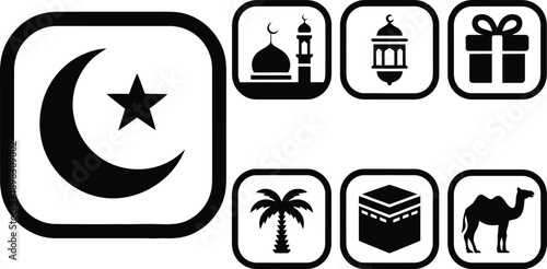 Collection of icons representing islamic culture and traditions