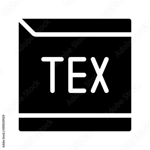 Solid icon for LaTeX TEX document, suitable for academic and scientific content.
