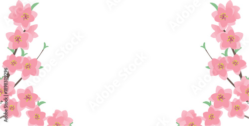 雛祭り 桃の花の和風フレーム ベクターイラスト