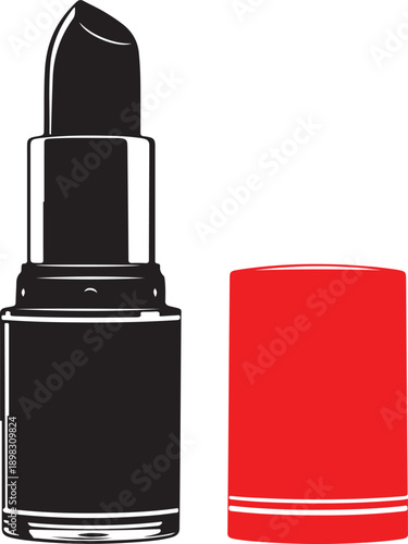 Black lipstick in open and closed tubes for makeup red  and beauty