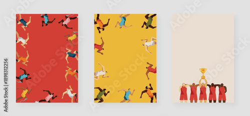 Diverse runners training together. Modern flat illustration for sport, fitness and healthy lifestyle concepts