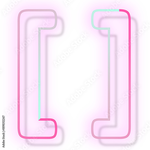 Png glowing neon light square brackets symbol