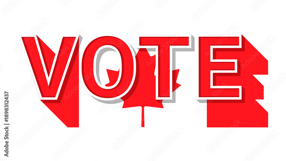 Fototapeta premium Vote text Canada flag png election