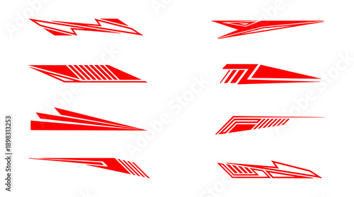 Red speed stripe vector graphics set for vehicle wraps racing decals and performance designs