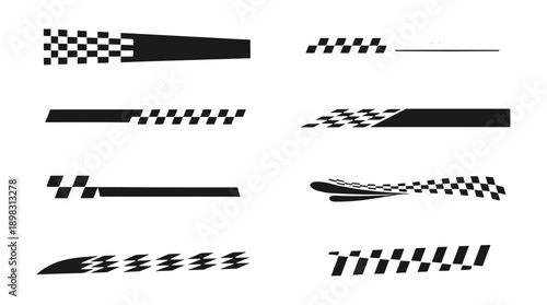 Checkered racing stripe vector elements, racing stripe speed, sport decals, vehicle tuning stickers vector inspired by motorsport finish lines and speed branding