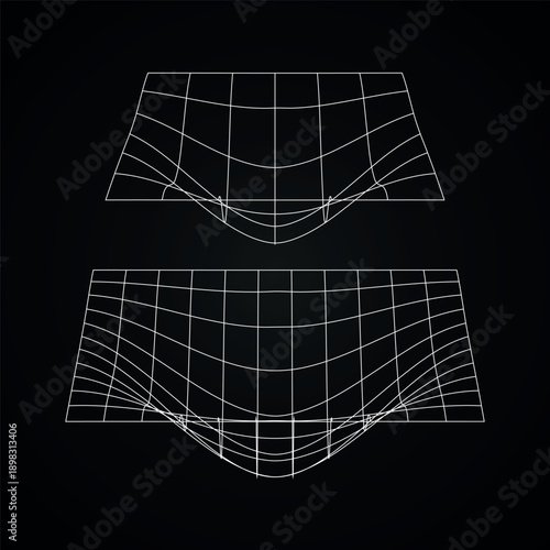 Abstract Wireframe Grid Distortion Study Vector