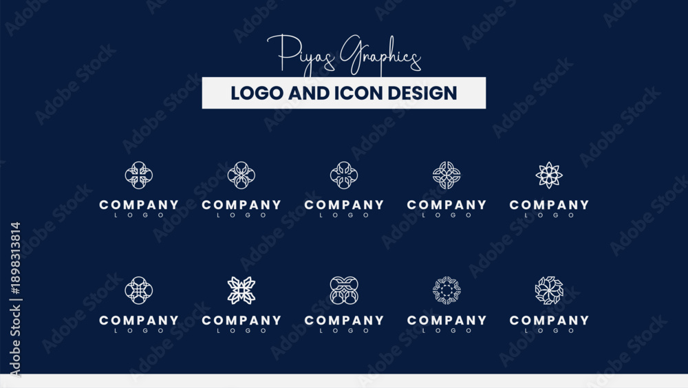 Obraz premium Elegant Floral Geometric Logo Set 