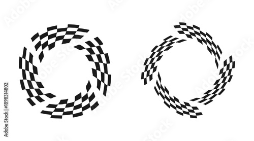 Circular checkered racing frame vector shapes inspired by motorsport and competition graphics