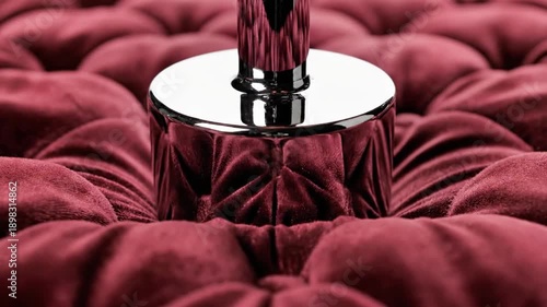 Close-up of a luxurious velvet surface with a metallic object on top